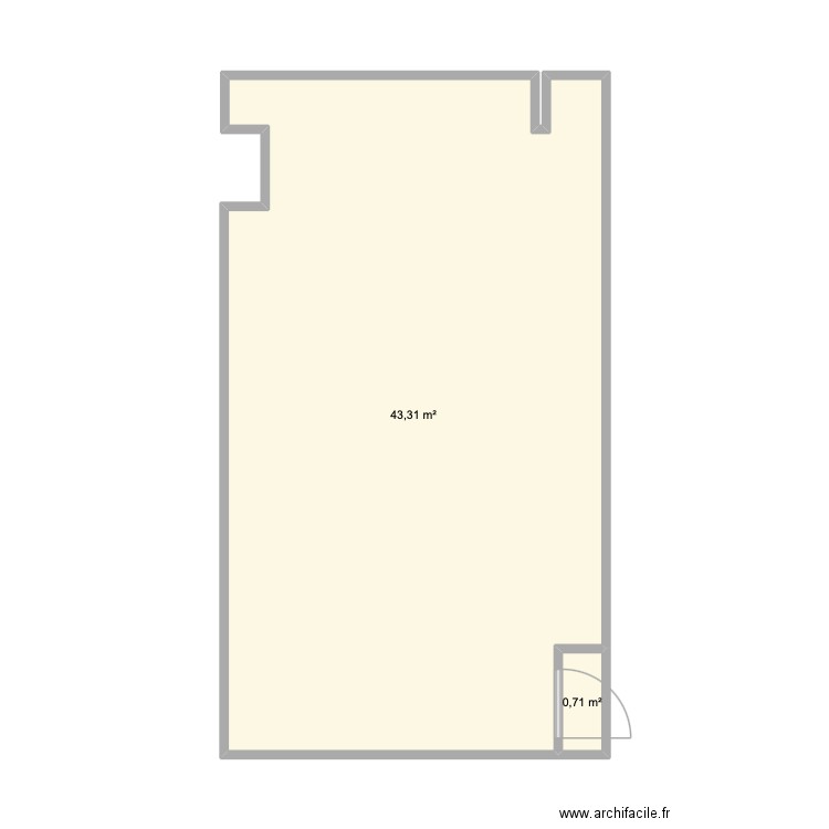 salle 129 SAE1.3. Plan de 2 pièces et 44 m2