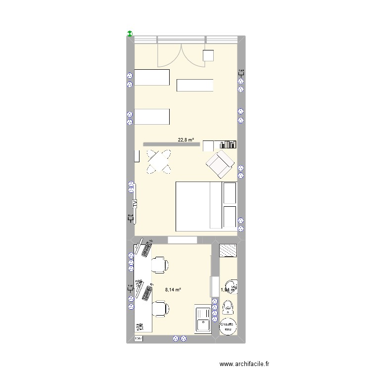 TOULON. Plan de 3 pièces et 33 m2