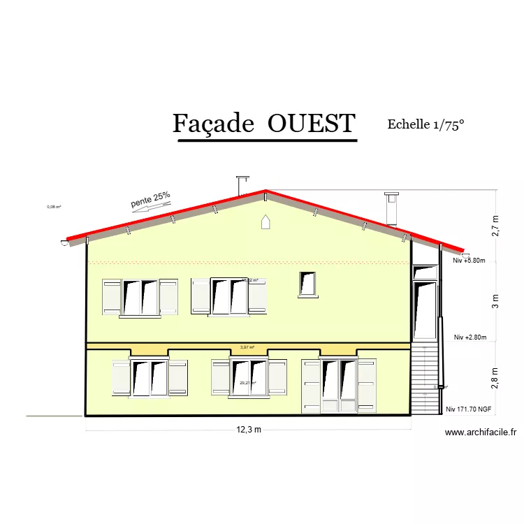 façade OUEST création fenêtre. Plan de 5 et 90 m² façade OUEST création fenêtre. Plan de 5 et 90 m²