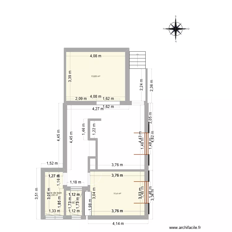 RDC V2. Plan de 4 pièces et 31 m²