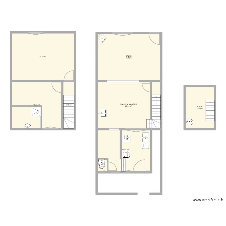 SEBONCOURT. Plan de 8 pièces et 129 m2