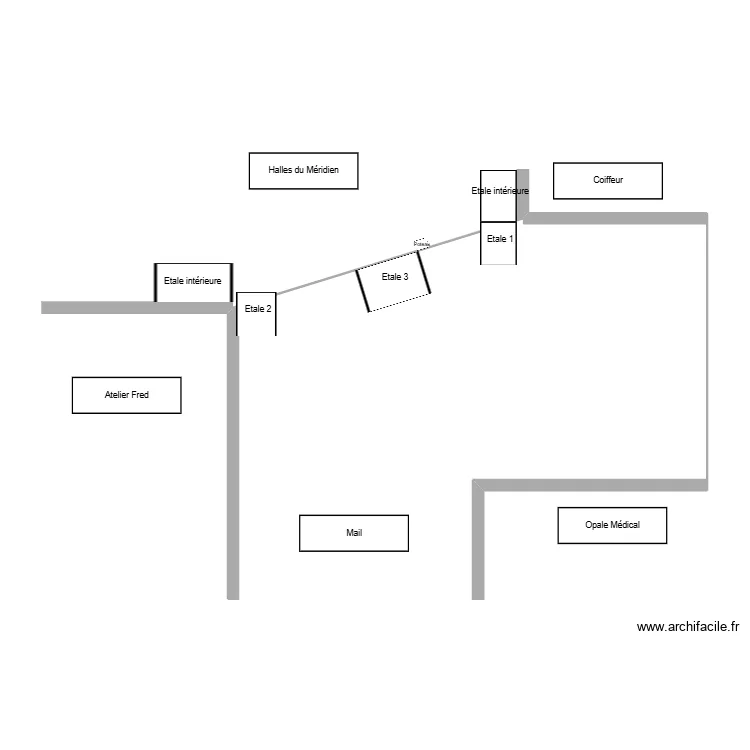 Am&eacute;nagement Mail Halle M&eacute;ridien. Plan de 