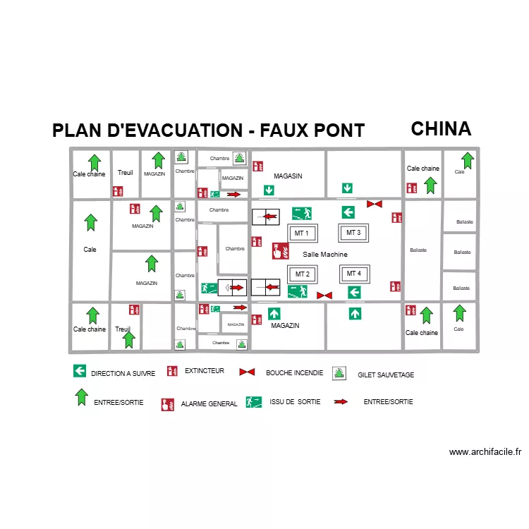 CHINA PLAN D'EVACUATION FAUX PONT 1. Plan de 
