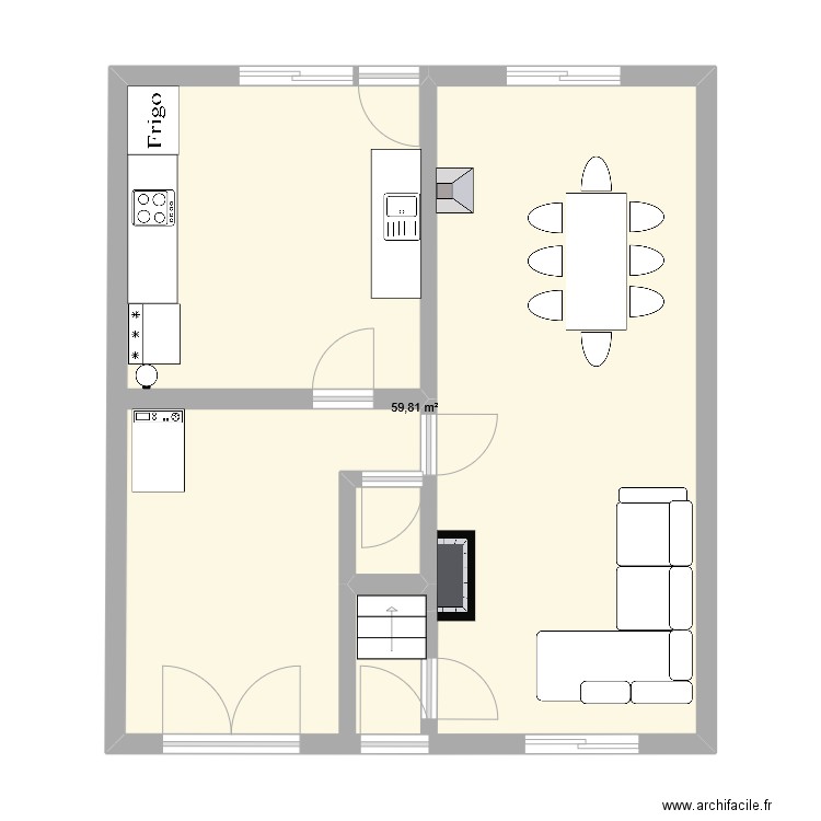 Oude katsei 35 rez de chausée. Plan de 1 pièce et 60 m2