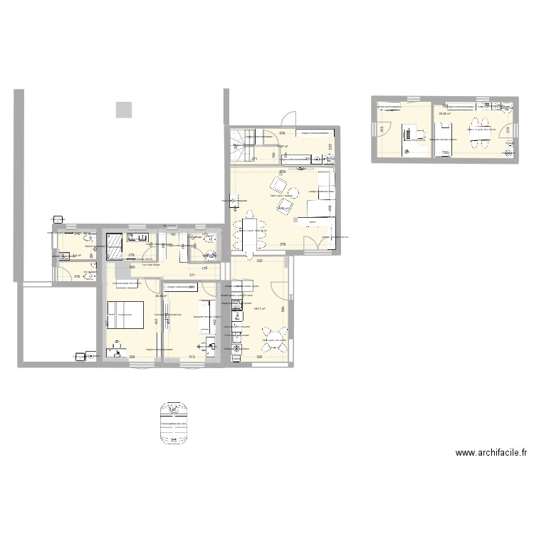 extension mars 2024 V3. Plan de 6 pièces et 133 m2