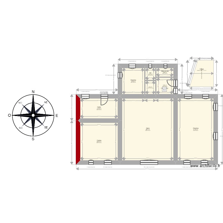 LOUBET. Plan de 25 pièces et 314 m2