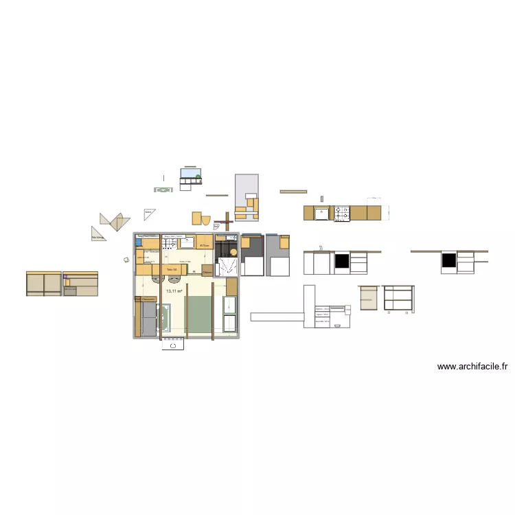 Cabana.1. Plan de 2  et 14 m²