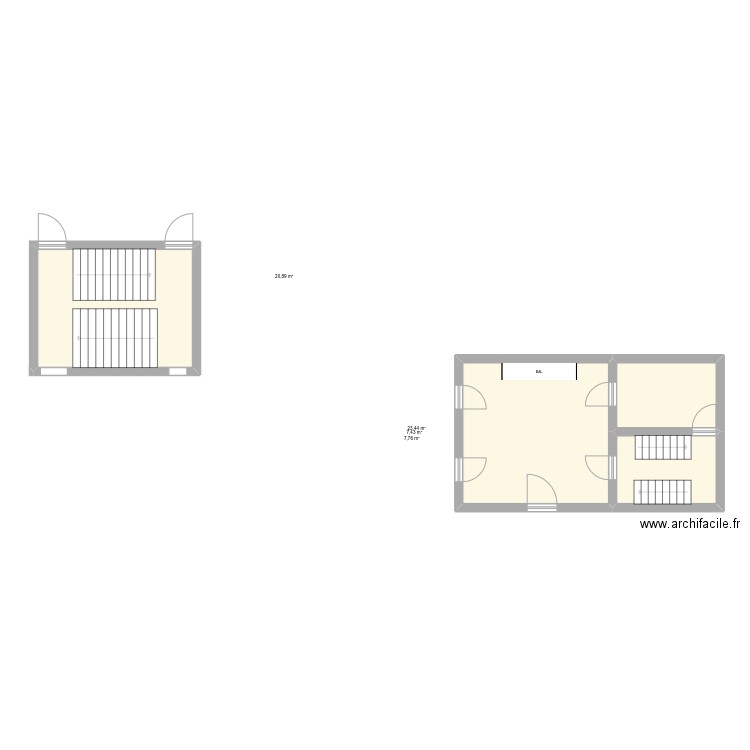 inter 08/04. Plan de 4 pièces et 60 m2