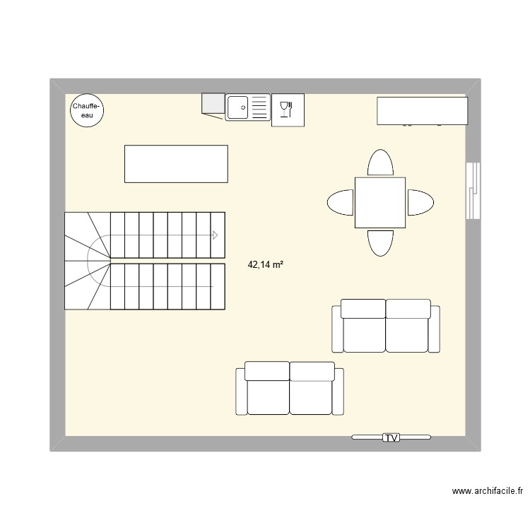 PLAN ETAGE. Plan de 1 pièce et 42 m2