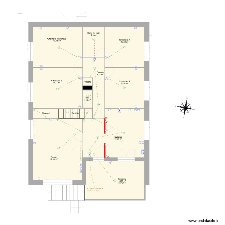 modif étage. Plan de 0 pièce et 0 m2