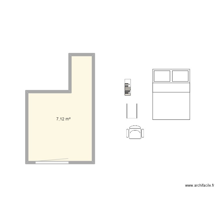 cahmbre temp fred. Plan de 1 pièce et 7 m2