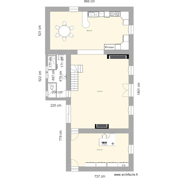 MGTSL. Plan de 3 pièces et 112 m2