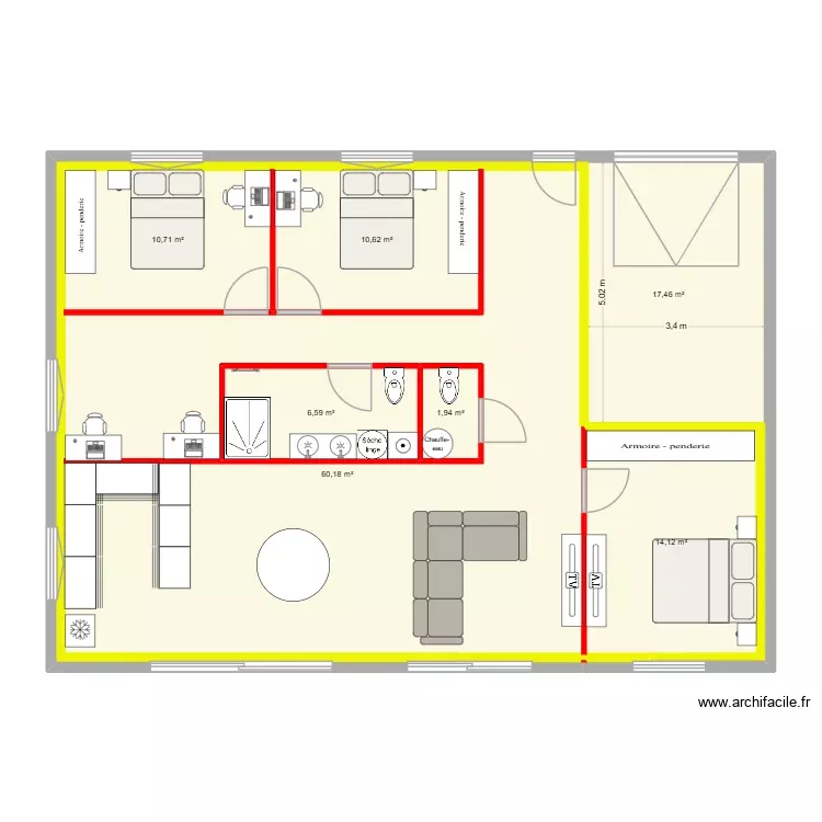 maison v13. Plan de 7 Pièces et 122 m²