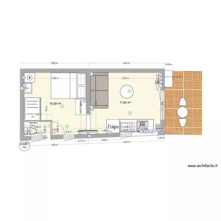 Studio TI JACQUES2 2. Plan de 2 et 23 m² Studio TI JACQUES2 2. Plan de 2 et 23 m²