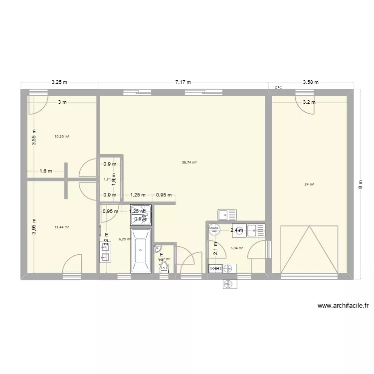 RDC. Plan de 8 Pièces et 96 m² RDC. Plan de 8 Pièces et 96 m²