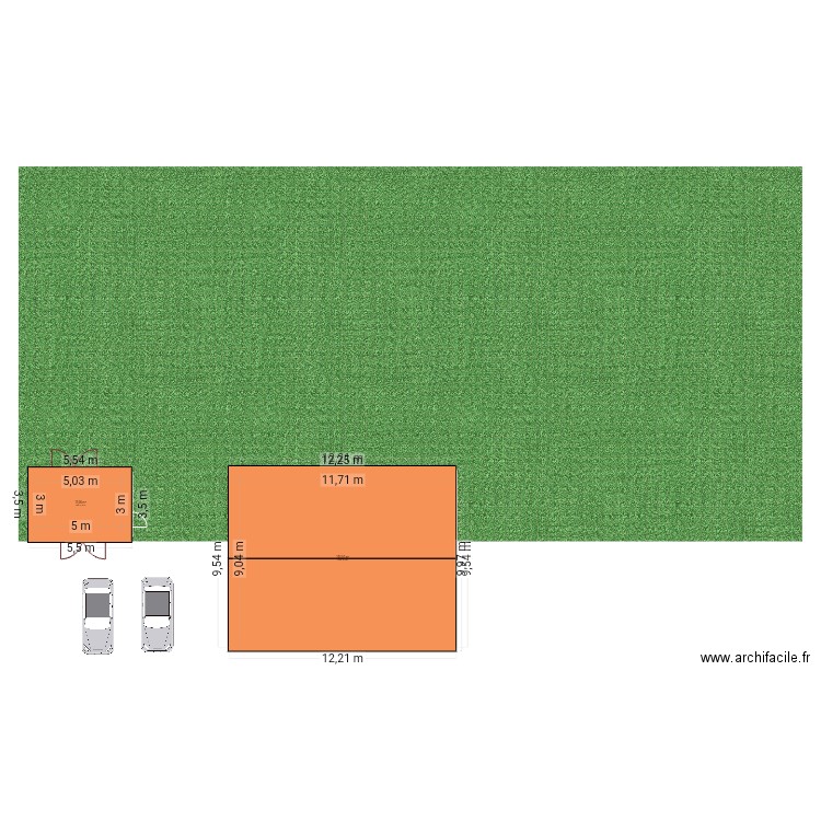 Garage 2. Plan de 2 pièces et 121 m2