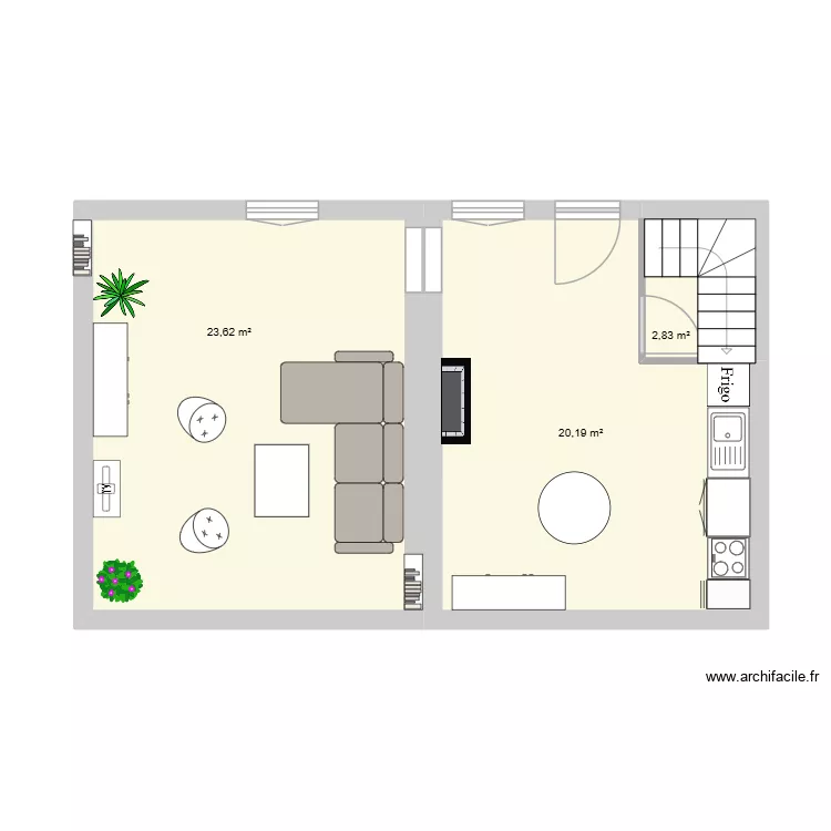 Rez Saint Christophe Momo. Plan de 3 Pièces et 47 m²