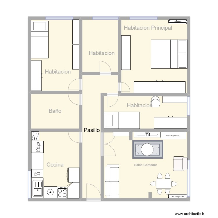 plano. Plan de 8 pièces et 79 m2
