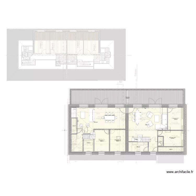 R+1 Cl&eacute;der. Plan de 