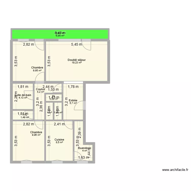 FRANZETTI. Plan de 13  et 77 m²