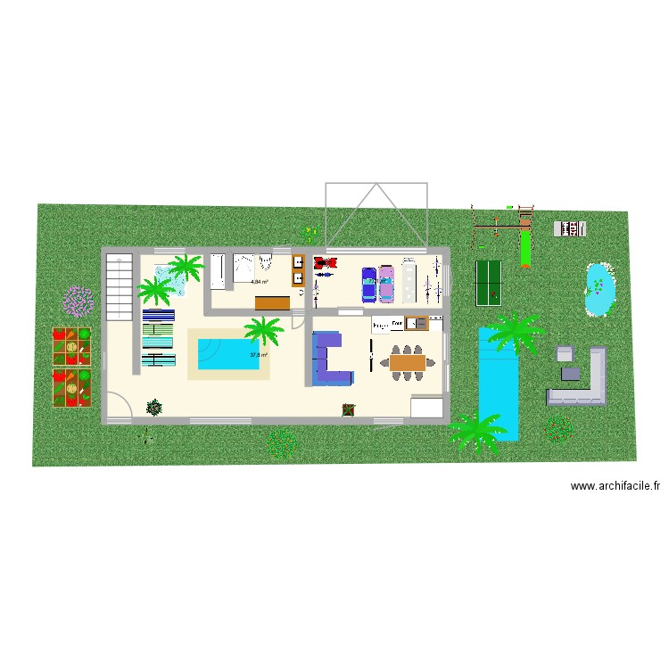 villa. Plan de 10 pièces et 97 m2