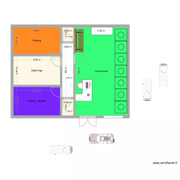 Local commercial Gb&eacute;gam&egrave;. Plan de 7  et 67 m²
