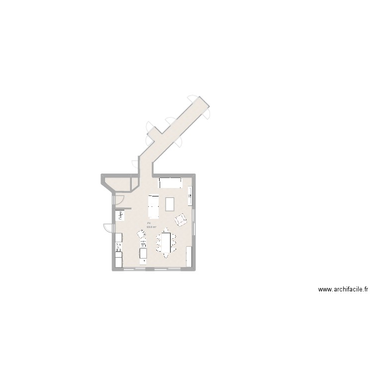 P.Collongues. Plan de 2 pièces et 3 m2