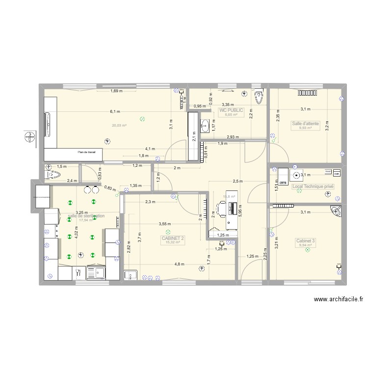 CABINET DR THOMAS V6. Plan de 8 pièces et 100 m2
