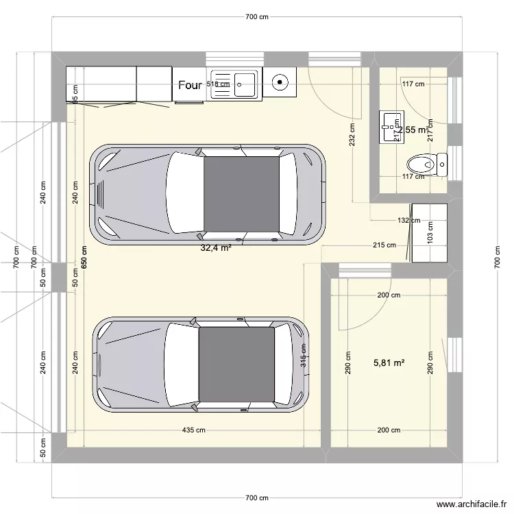 garage 2 voitures 7x7. Plan de garage 2 voitures 7x7. Plan de