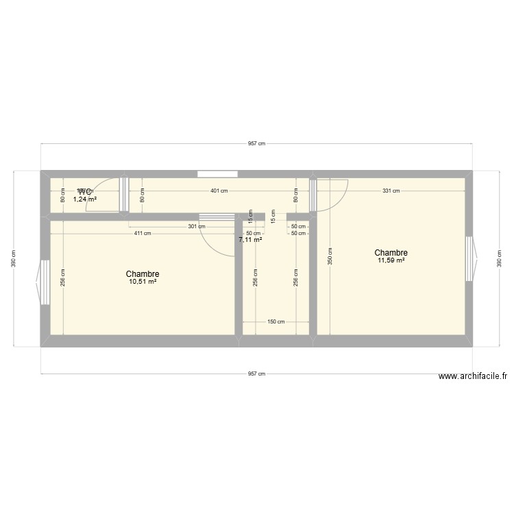 EXTENSION ETAGE. Plan de 4 pièces et 30 m2