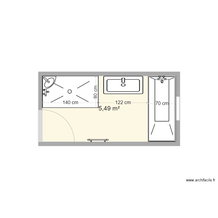 mosse. Plan de 1 pièce et 5 m2
