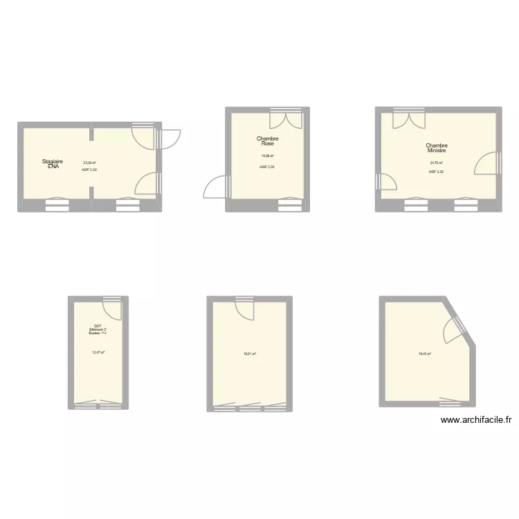 prefecture chambre ministre. Plan de 6  et 115 m²