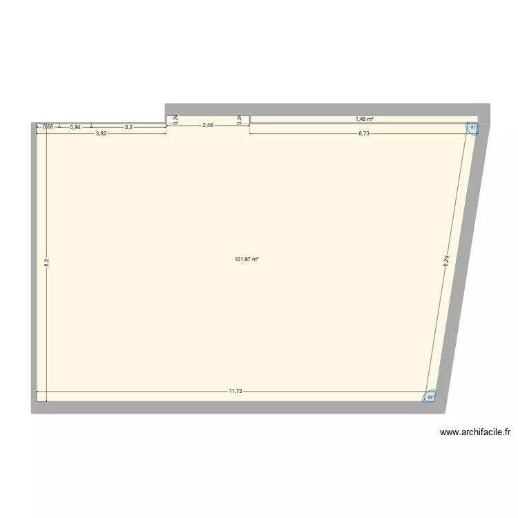 agrandissement. Plan de 2 pièces et 103 m² agrandissement. Plan de 2 pièces et 103 m²