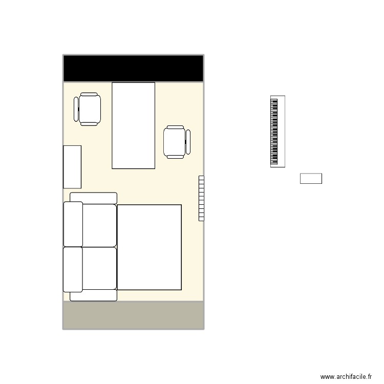Bureau 2. Plan de 3 pièces et 13 m2