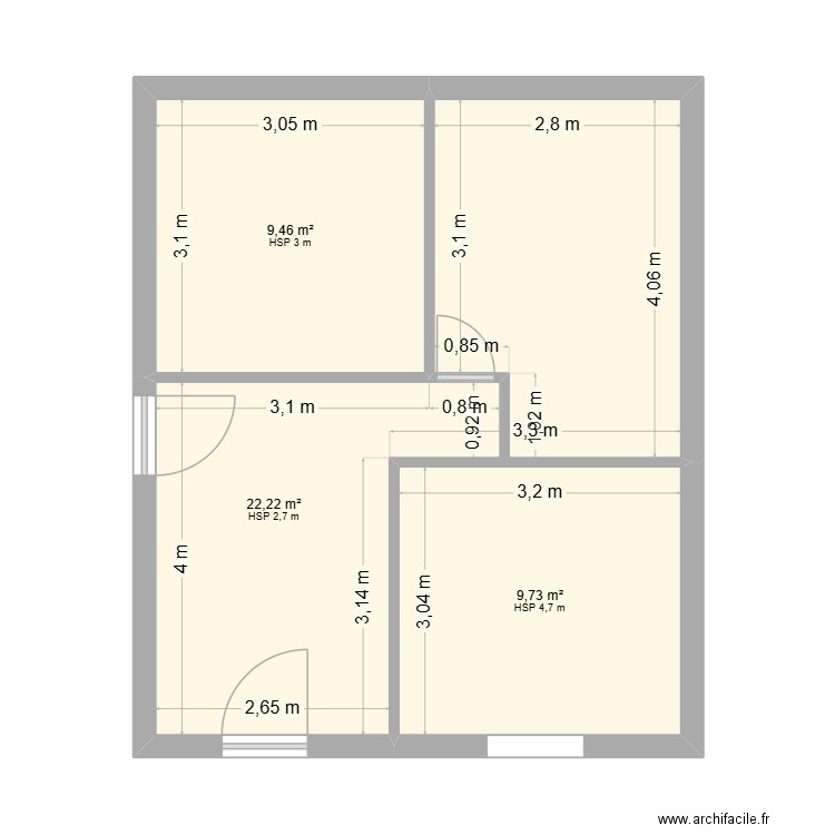 PLAN B. Plan de 3 pièces et 41 m2