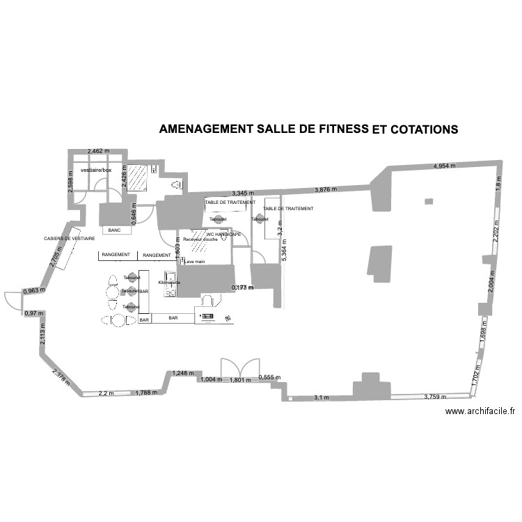 PLAN AVEC AMENAGEMENT ET COTATIONS 2. Plan de 3 pièces et 2 m2