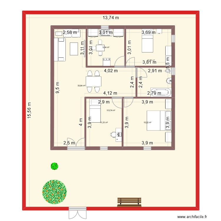 plan maison 1. Plan de 6 pièces et 301 m2