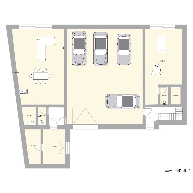 rdc grange evrange. Plan de 8 pièces et 63 m2