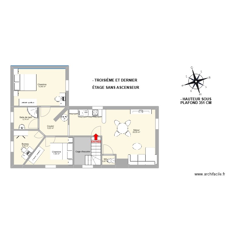 Robert toul. Plan de 9 pièces et 66 m2