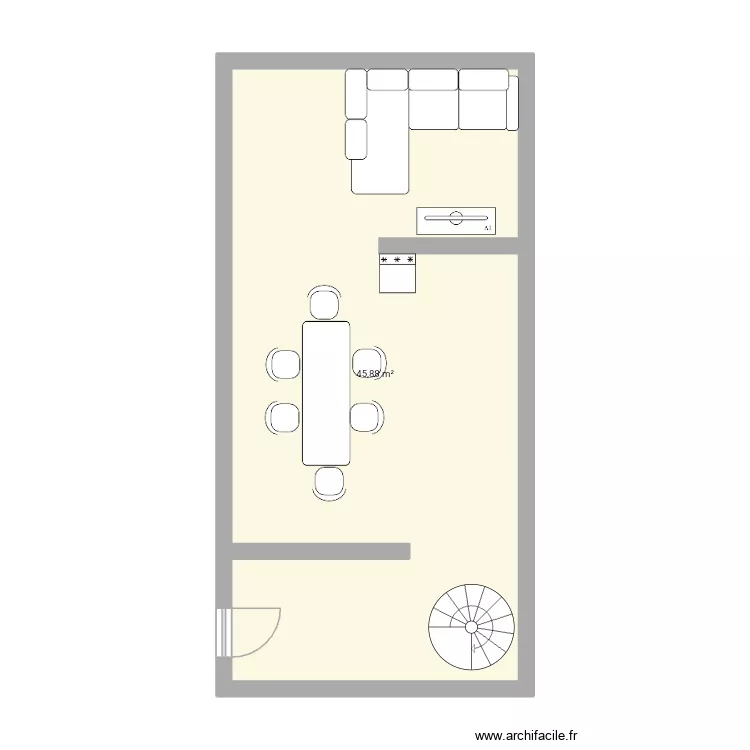 Chez ma didise. Plan de 1 pièce et 46 m²