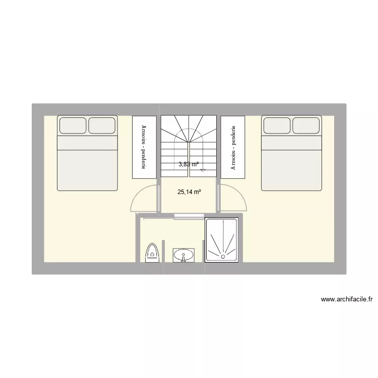 Maison sete R+1. Plan de 2 Pièces et 29 m² Maison sete R+1. Plan de 2 Pièces et 29 m²