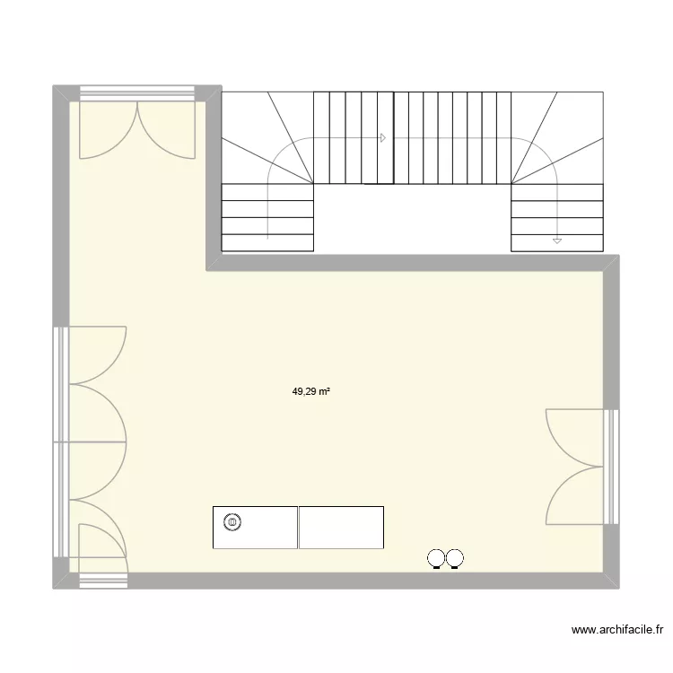 Pallier Risset table café. Plan de 1 et 49 m² Pallier Risset table café. Plan de 1 et 49 m²