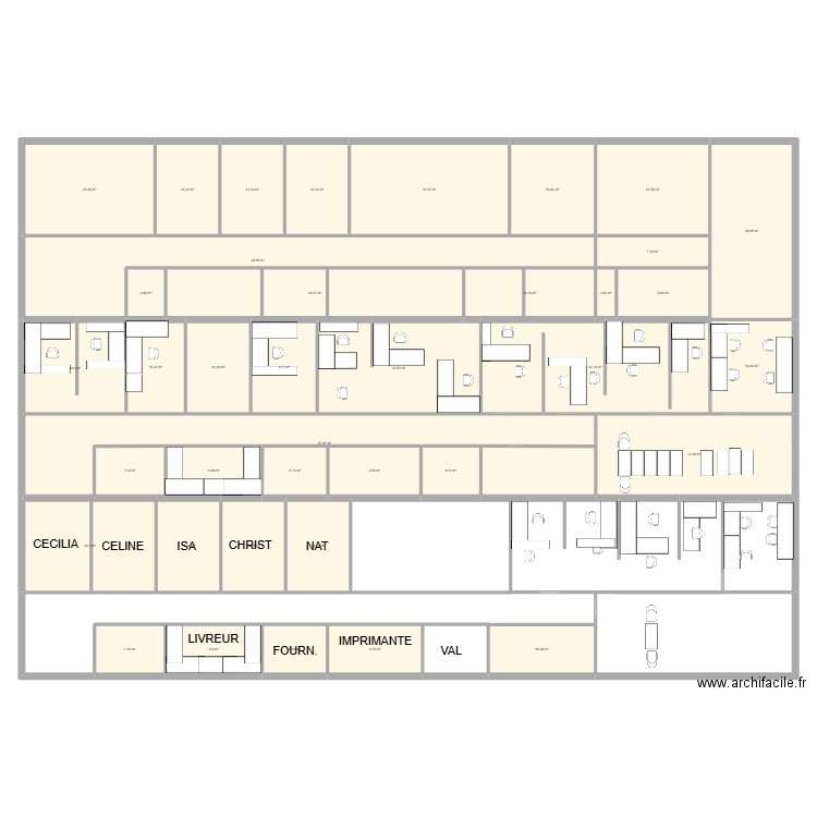 BUREAU ECC. Plan de 38 pièces et 664 m2