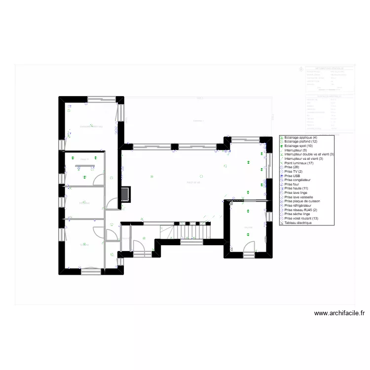 delalande electricit&eacute;. Plan de 5  et 117 m²