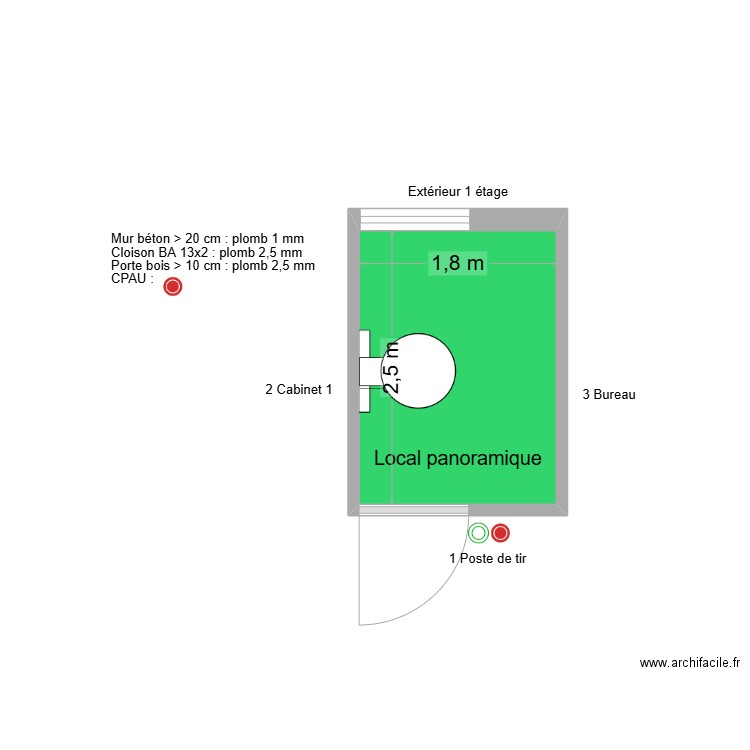 10333 Local panoramique. Plan de 1 pièce et 5 m2