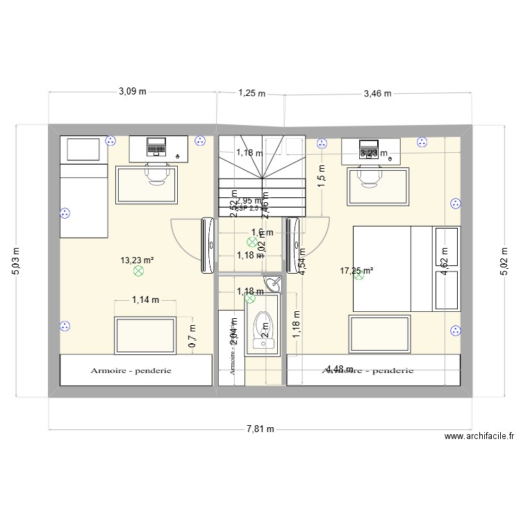 Ste tréphine 1er. Plan de 3 pièces et 33 m2