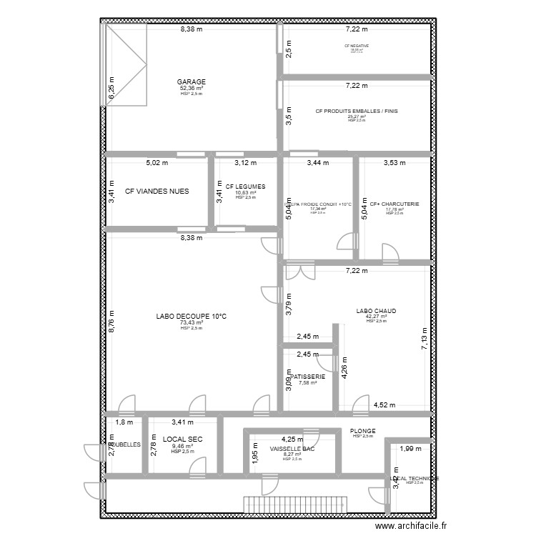 Labo Huet cotation. Plan de 16 pièces et 348 m2