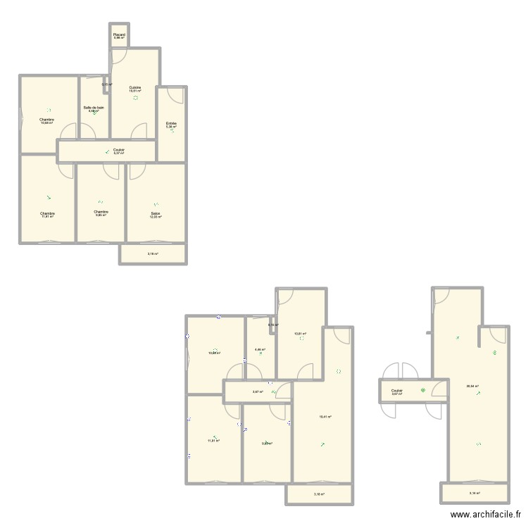 Plan P. Plan de 23 pièces et 186 m2