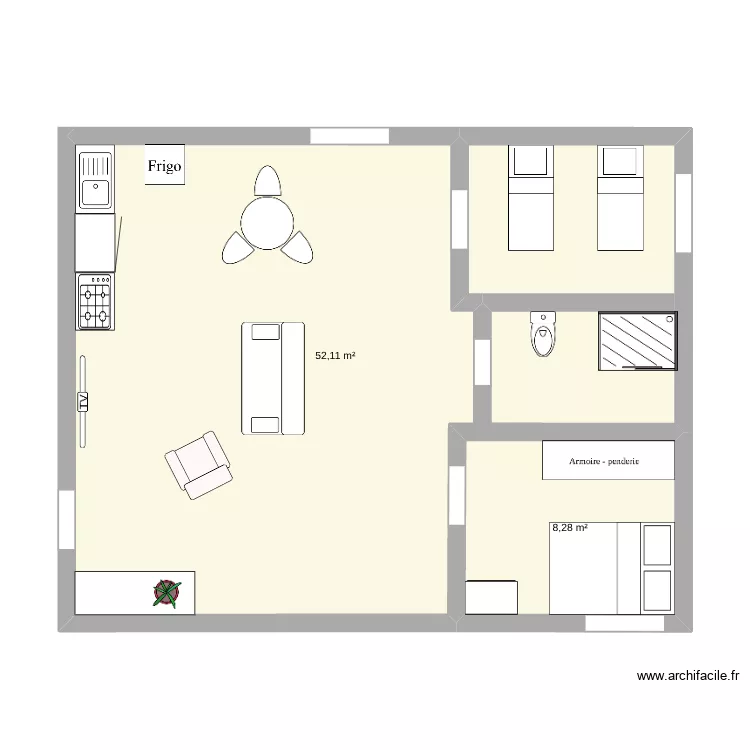 maison-2. Plan de 2  et 60 m²