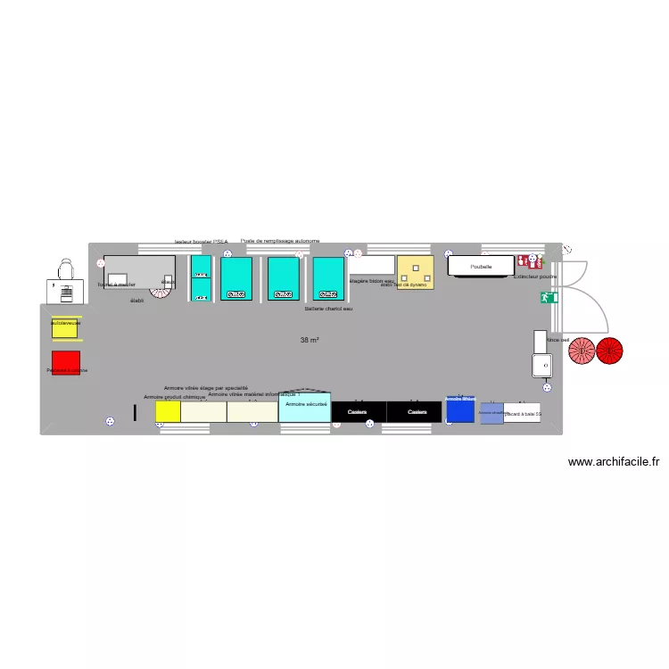 Atelier haut apr&egrave;s spaguetti. Plan de 1 pièce et 38 m²